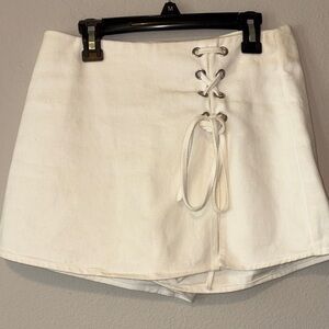 Altar'd State Cream Lace-Up Women Skort